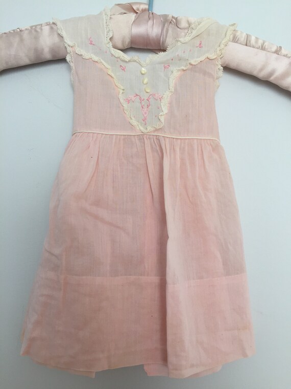 Vintage Baby Girl Pale Pink Dress / Infant Cotton 