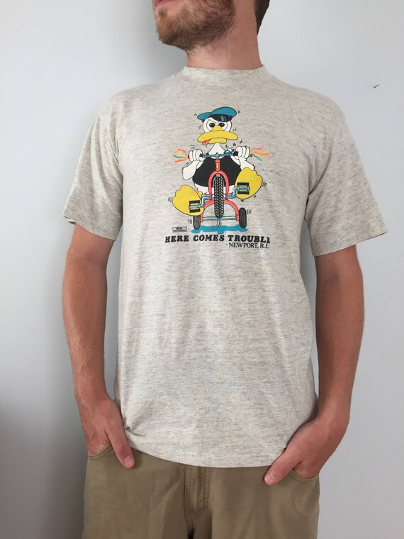 Donald Duck Here Comes Trouble Gray T Shirt Etsy