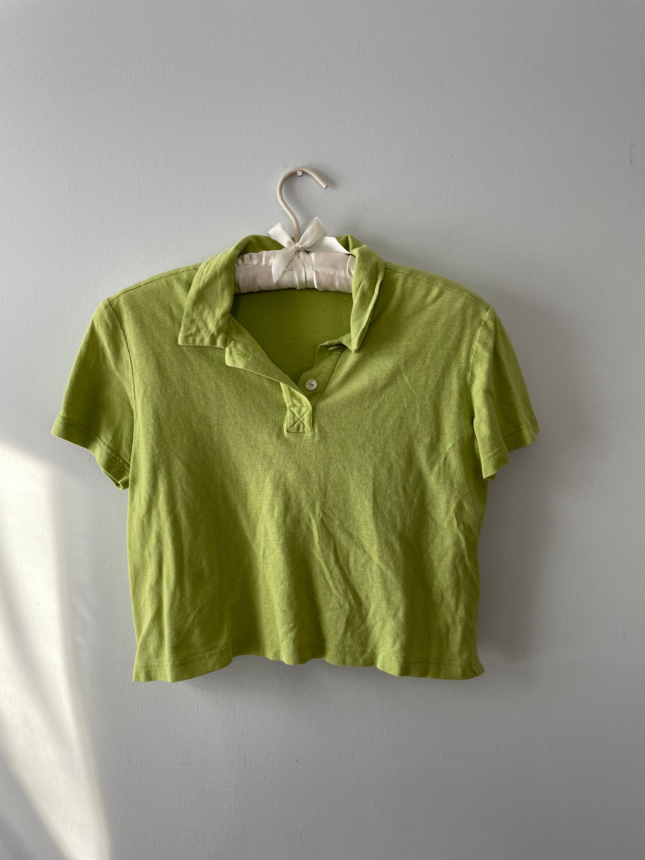 Rare Vintage Lime Green Polo Style Crop 