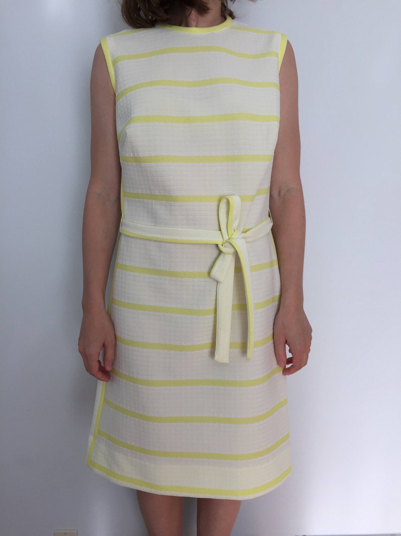 yellow white striped dress