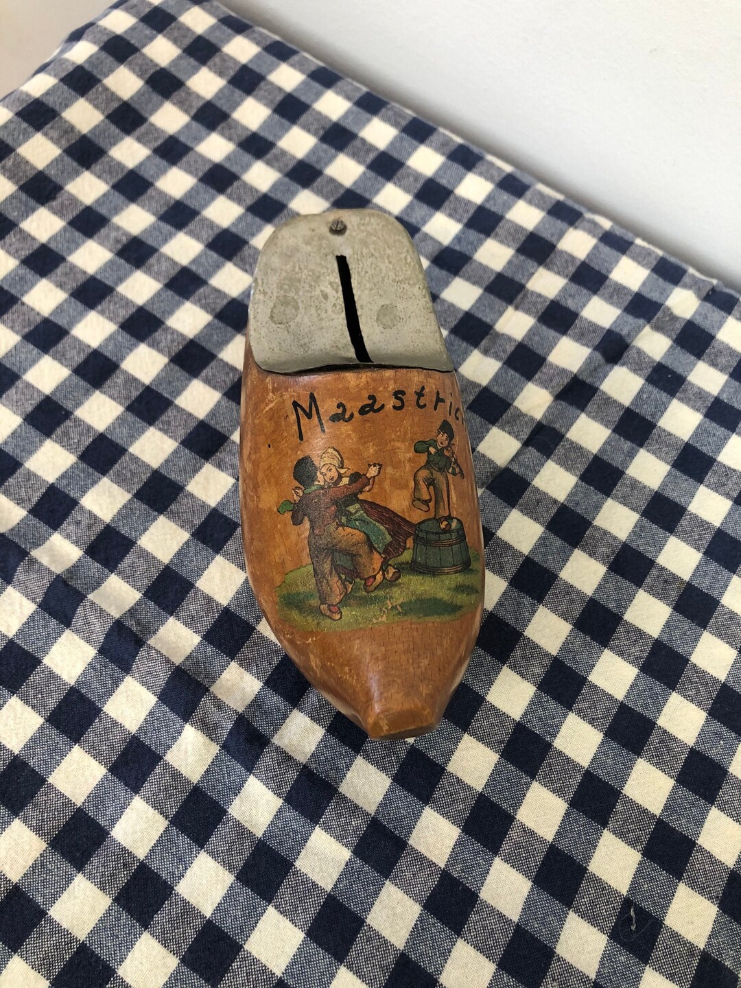 Vintage Dutch Wooden Shoe Piggy Bank / Hand Painted From Etsy