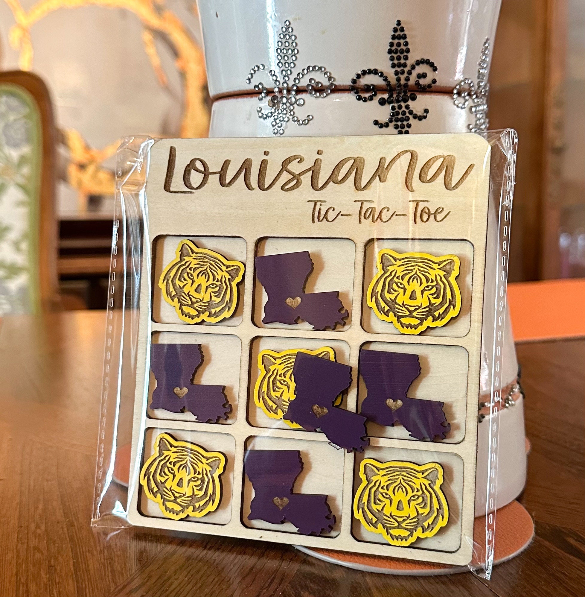 Louisiana Tic Tac Toe Board Game 5" x 5.75" Painted or Unpainted