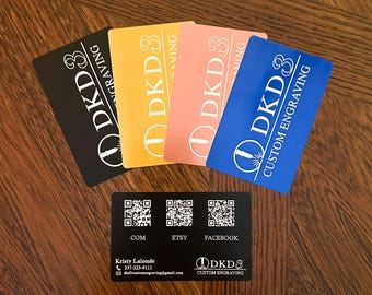Laser Engraved Anodized Aluminum Business Cards: QR Code