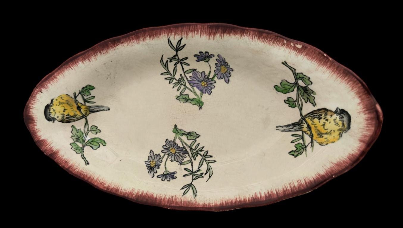 BOWL Model Oiselets Terre De Fer H.B & Cie, Antique French
