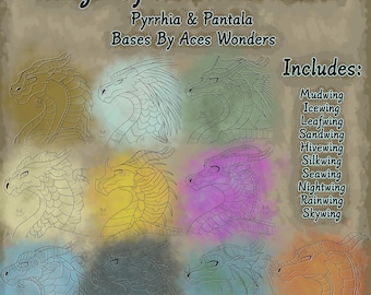 Wings of fire line art base pack