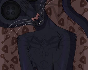 Coraline's Cat Button Alt Art Print