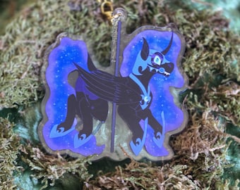 Luna & Nightmare moon carousel keychain mlp double sided