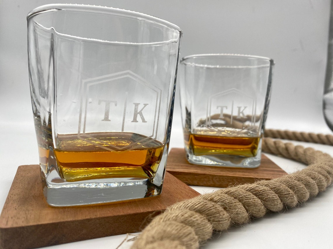 Custom Etched Whiskey Glass Set of 2 Etsy