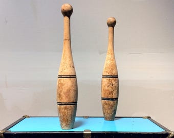 Set of Victorian Wood Indian Clubs - Juggling Pins