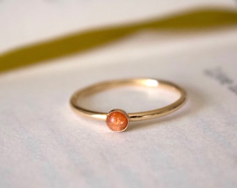 Sunstone Ring/ Minimalist Ring/ 14k gold filled stacking sunstone ring/ Stackable/ Dainty/ Silver Sunstone Ring/ July August Birthstone