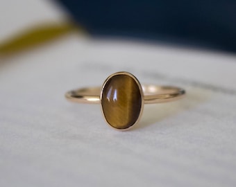 Tigers Eye Ring/ Minimalist Ring/14k gold filled stacking tigers eye ring/Stackable/ Dainty/ Minimalist Gold Filled Rings/ tiger eye ring