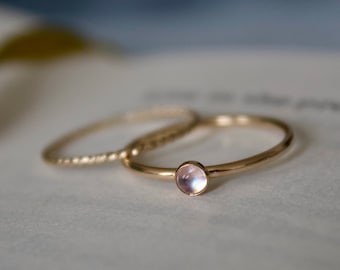 Rainbow Moonstone Ring/ Rainbow Moonstone / 14k gold filled stacking moonstone ring/Stackable/ Dainty/ Minimalist / Silver moonstone ring