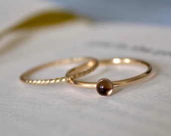 Smoky Quartz ring/ 14k gold filled stacking Smoky Quartz ring/ Stackable/ Dainty/ Silver Smoky Quartz ring / Smoky Quartz Gemstone