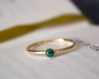 Malachite Ring/ Minimalist Ring/ Gold filled Malachite ring/ Stackable/ Dainty Malachite Ring/ Silver Malachite ring/ Minimalist