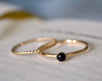 Black Onyx Ring/ Minimalist Ring/14k gold filled stacking onyx ring/ Stackable/ Minimalist Gold Filled Rings/ Dainty onyx Ring