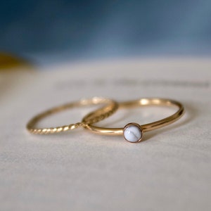 Howlite Ring/ Minimalist Ring/14k gold filled stacking howlite ring/ Stackable/ Silver Howlite ring/ Dainty Howlite Ring/ Howlite Gemstone