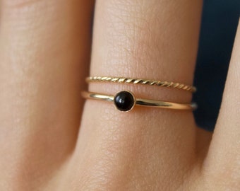 Black Onyx Ring/ Minimalist Ring/14k gold filled stacking onyx ring/ Stackable/ Minimalist Gold Filled Rings/ Dainty onyx Ring