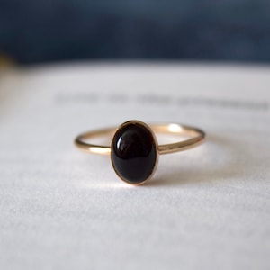 Onyx Ring/ Black Onyx Ring/ 14k gold filled  onyx ring/ Silver onyx ring/ Minimalist Jewelry / Stackable/ Oval Onyx Ring/ Dainty onyx Ring