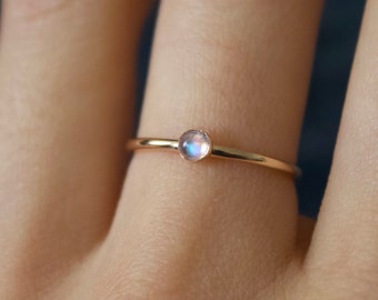 Rainbow Moonstone Ring/ Rainbow Moonstone / 14k gold filled stacking moonstone ring/Stackable/ Dainty/ Minimalist / Silver moonstone ring