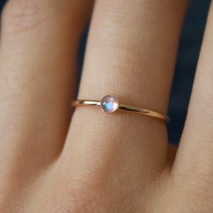 Rainbow Moonstone Ring/ Rainbow Moonstone / 14k gold filled stacking moonstone ring/Stackable/ Dainty/ Minimalist / Silver moonstone ring