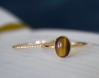 Tigers Eye Ring/ Minimalist Ring/14k gold filled stacking tigers eye ring/Stackable/ Dainty/ Minimalist Gold Filled Rings/ tiger eye ring