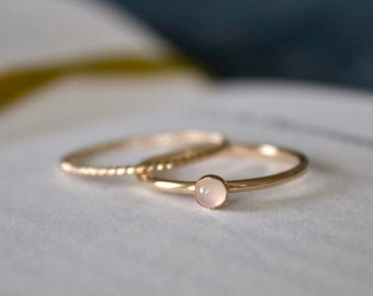 White Moonstone Ring/ white Moonstone / 14k gold filled stacking moonstone ring/Stackable/ Dainty/ Minimalist / Silver moonstone ring