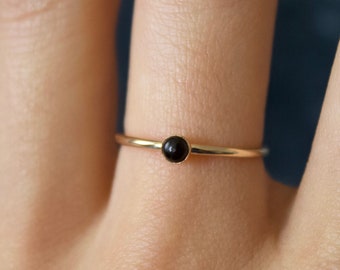Black Onyx Ring/ Minimalist Ring/14k gold filled stacking onyx ring/ Stackable/ Minimalist Gold Filled Rings/ Dainty onyx Ring