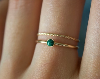 Malachite Ring/ Minimalist Ring/ Gold filled Malachite ring/ Stackable/ Dainty Malachite Ring/ Silver Malachite ring/ Minimalist