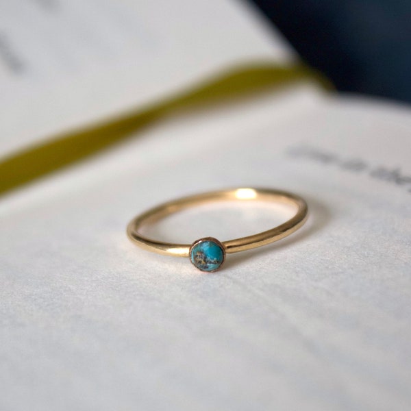 Blue Copper Turquoise ring/ 14k gold filled stacking turquoise ring/ Stackable/ Dainty/ Minimalist Gold Filled Rings/ Turquoise Ring