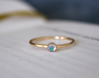 Opal ring/ Minimalist Ring/14k gold filled stacking opal ring set/Stackable/ Handmade/ Dainty/ Gold Filled Rings/ Natural Ethiopian opals