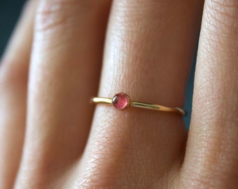 Pink Tourmaline Ring /14k gold filled stacking pink tourmaline ring/Stackable/ Dainty/ sterling silver Pink tourmaline ring/ tourmaline ring