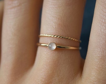 White Moonstone Ring/ white Moonstone / 14k gold filled stacking moonstone ring/Stackable/ Dainty/ Minimalist / Silver moonstone ring