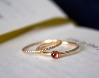 Garnet Ring/ Minimalist Ring/14k gold filled stacking garnet ring set/Stackable/ Dainty/ Minimalist Gold Filled Rings/ Silver garnet ring