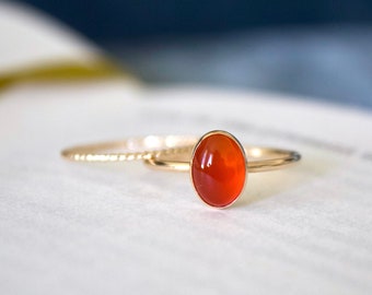 Carnelian Ring/ Minimalist Ring/14k gold filled stacking carnelian ring/ Stackable/ Minimalist Gold Filled Rings/ Dainty Carnelian Ring