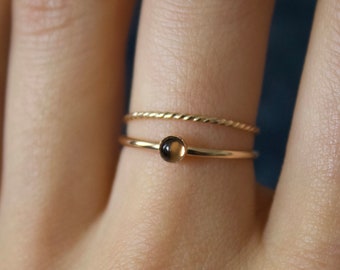 Smoky Quartz ring/ 14k gold filled stacking Smoky Quartz ring/ Stackable/ Dainty/ Silver Smoky Quartz ring / Smoky Quartz Gemstone