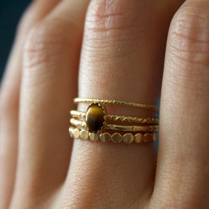Tigers Eye Ring set / 14k gold filled stacking tiger eye ring/ Stackable/ Dainty/ Minimalist Gold Filled Rings/ tiger eye ring