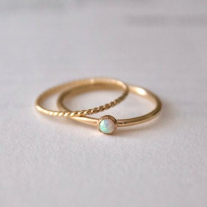 Opal ring/ Minimalist Ring set/14k gold filled stacking opal ring set/Stackable/ Handmade/ Dainty/ Minimalist Jewelry/ Kyocera opal ring