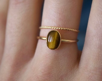 Tigers Eye Ring/ Minimalist Ring/14k gold filled stacking tigers eye ring/Stackable/ Dainty/ Minimalist Gold Filled Rings/ tiger eye ring