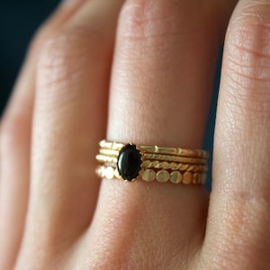 Black Onyx Ring Set/ 14k gold filled stacking onyx ring set/ Onyx ring/ Minimalist Gold Filled Rings/ Dainty onyx ring set