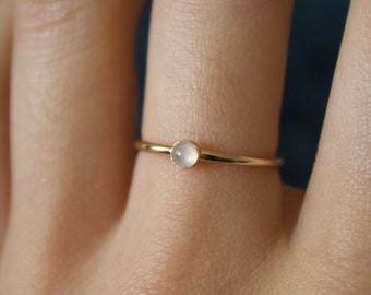 White Moonstone Ring/ white Moonstone / 14k gold filled stacking moonstone ring/Stackable/ Dainty/ Minimalist / Silver moonstone ring