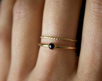 Black Onyx Ring/ Minimalist Ring/14k gold filled stacking onyx ring/ Stackable/ Minimalist Gold Filled Rings/ Dainty onyx Ring