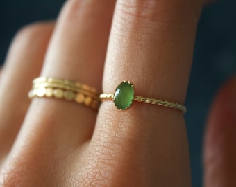 Green Serpentine Ring/ Minimalist Ring/14k gold filled stacking serpentine ring/ Dainty/ Minimalist Gold Filled Rings/ Serpentine Ring