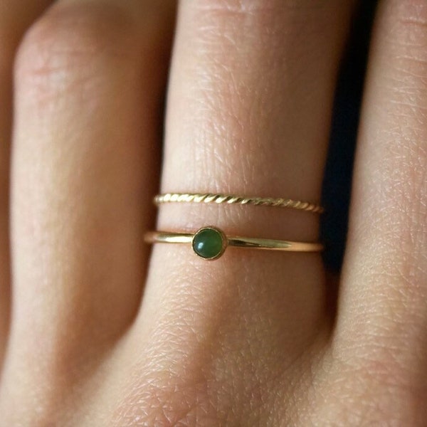 Jade Ring / 14k gold filled stacking Jade  ring set/Stackable/ Dainty ring/ Minimalist Ring/ Nephrite Jade ring / Sterling Silver jade ring