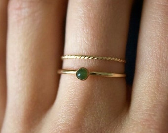 Jade Ring / 14k gold filled stacking Jade  ring set/Stackable/ Dainty ring/ Minimalist Ring/ Nephrite Jade ring / Sterling Silver jade ring