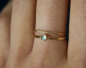 Aquamarine Ring Set / 14k gold filled stacking aquamarine ring/ Dainty/ Minimalist Gold Filled Rings/ Silver aquamarine ring set