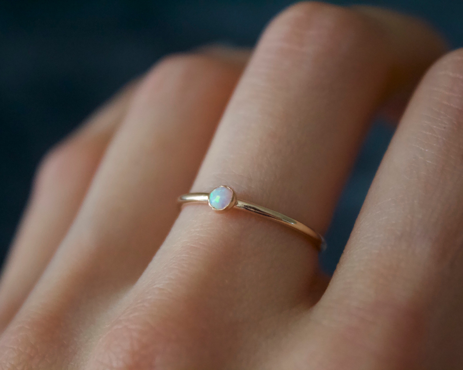 Minimalist Ring Set/14k Gold Filled Stacking Opal Ring Etsy