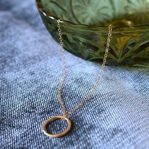 Minimalist gold halo necklace/ handmade/ gold filled/ dainty/ layering necklace/ gold/ circle charm necklace