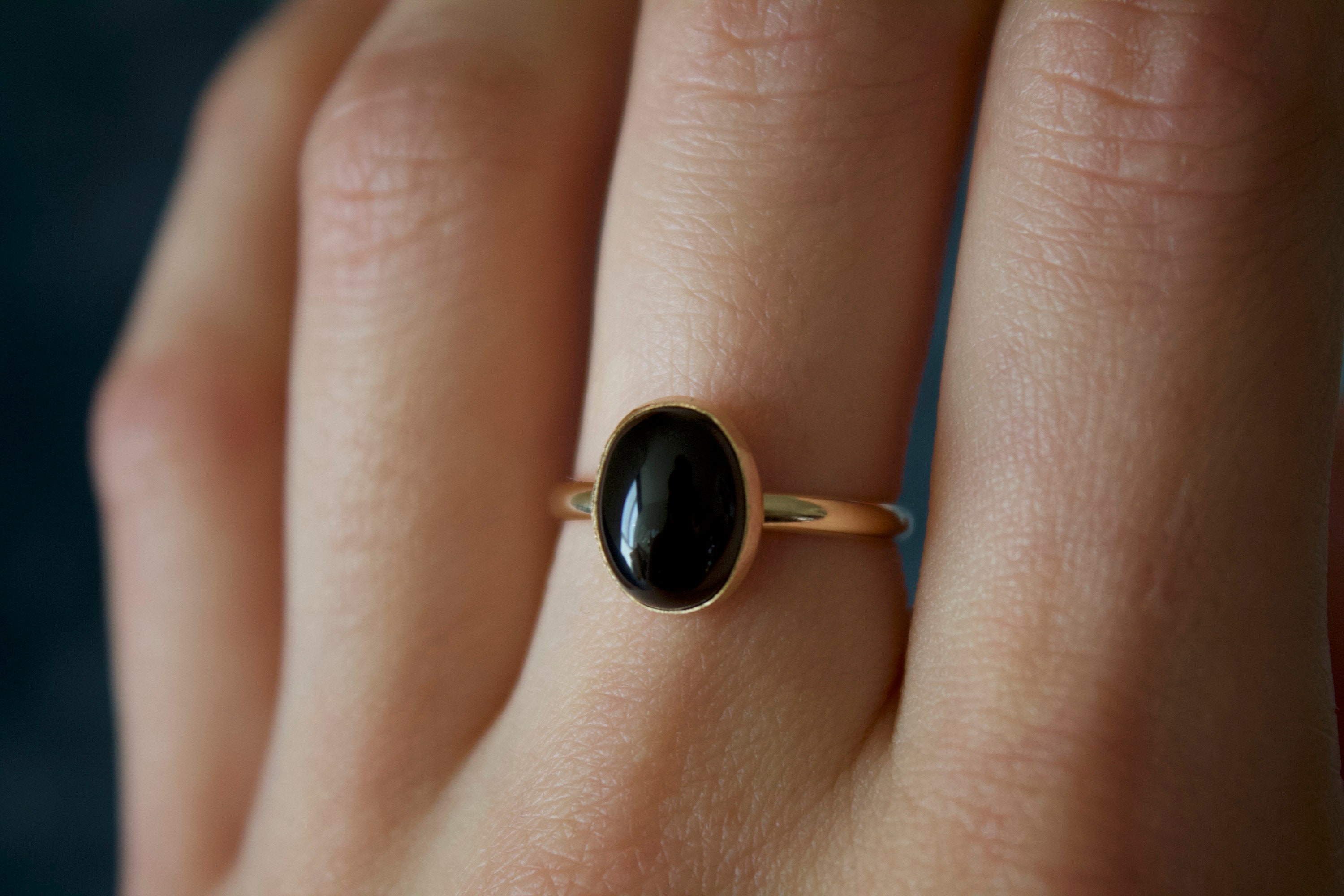 Oval Black Onyx Ring - Etsy