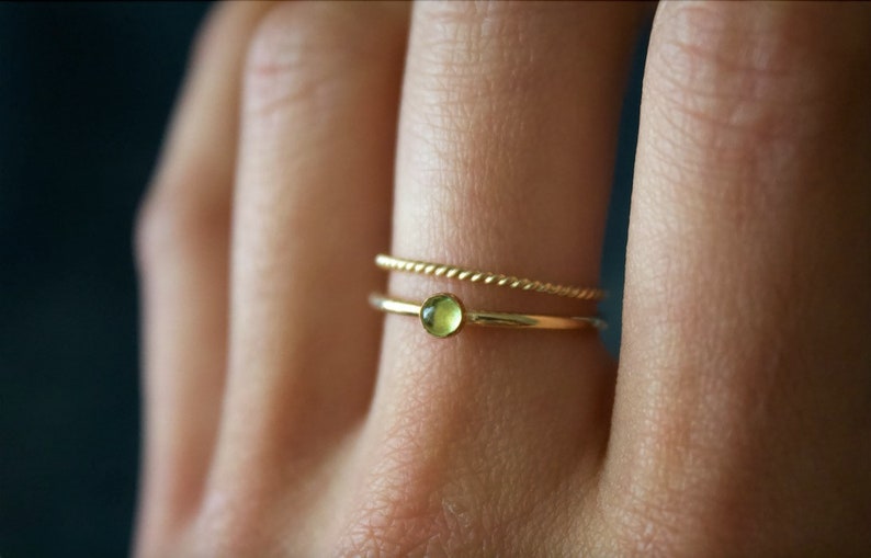 Peridot Ring / 14k gold filled stacking peridot ring/Stackable/ Dainty ring/ Minimalist Ring/ Sterling Silver peridot ring/ Dainty jewelry image 3