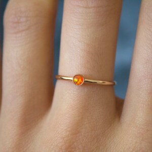 Opal ring/ Minimalist Ring/14k gold filled stacking opal ring/ Fire Opal/ Dainty/ Sterling Silver Opal Ring/ Fire Lab Grown Kyocera opals image 10